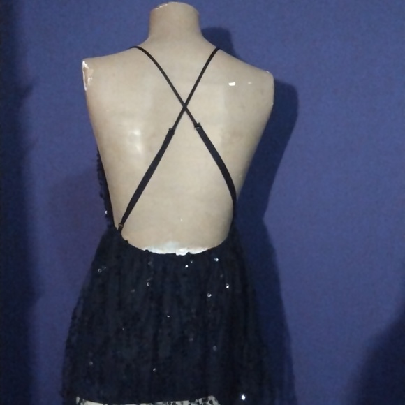 Cousin Couture black Sleeveless romper sequins Sz S - Picture 7 of 8